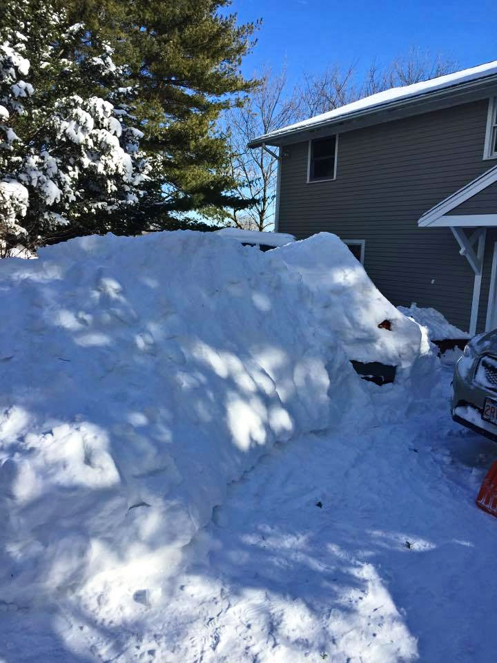 Snowy driveway in New England